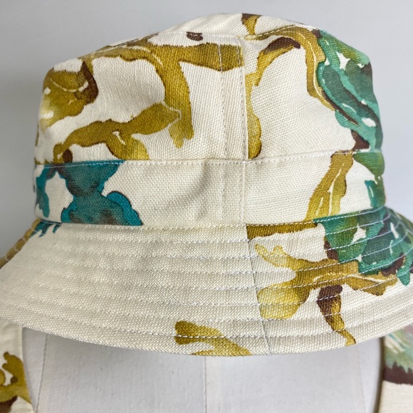 EXQUISITE CORAL SEA DRESS WITH PUFF SLEEVES & MATCHING BUCKET HAT LINEN/COTTON - Picture 12 of 14